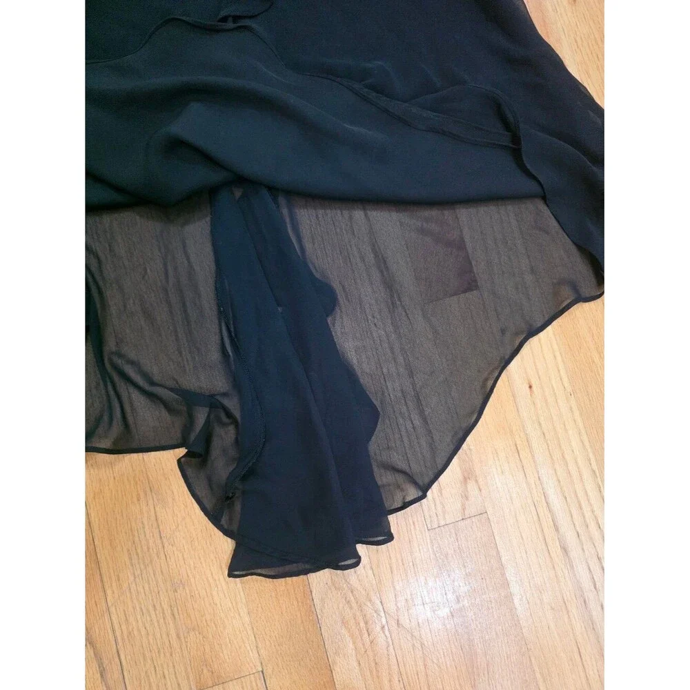Black Chiffon Sheer Faux Wrap Whimsigoth Skirt Sz 14